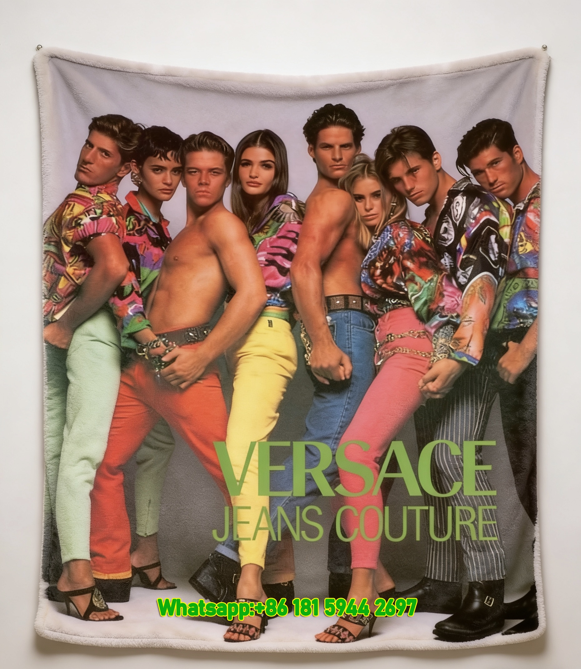 Versace Jeans Couture Vibrant Multicolor Print Flannel Throw Blanket Luxury Sofa Cover Blanket IMG_1727